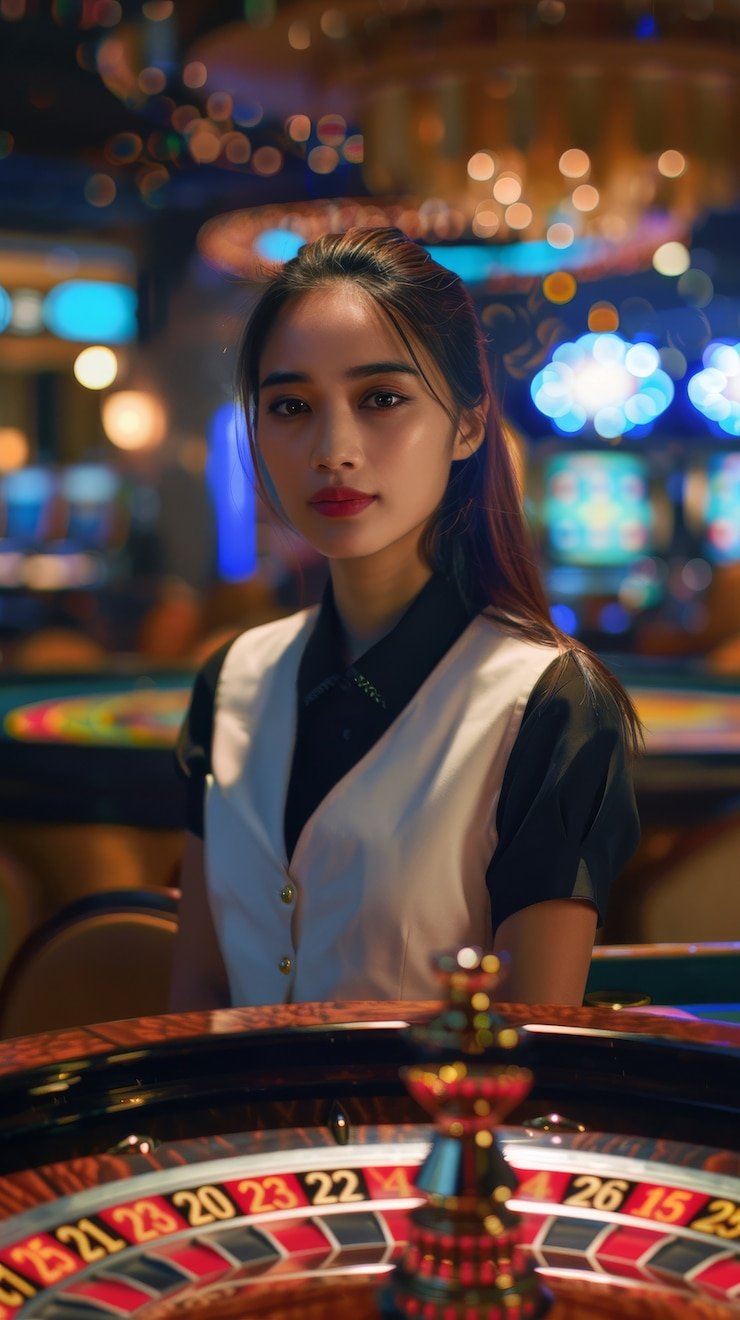 Meja VIP Roulette dengan dealer profesional di studio multi-kamera